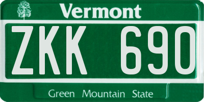 VT license plate ZKK690