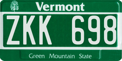 VT license plate ZKK698