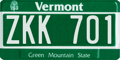 VT license plate ZKK701