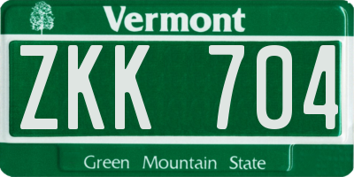 VT license plate ZKK704