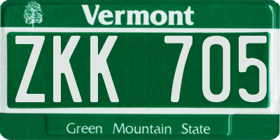 VT license plate ZKK705