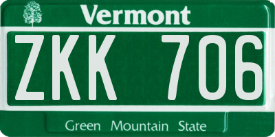 VT license plate ZKK706