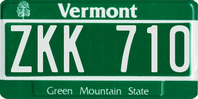 VT license plate ZKK710