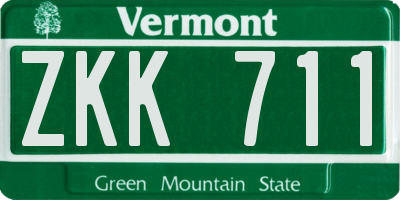 VT license plate ZKK711
