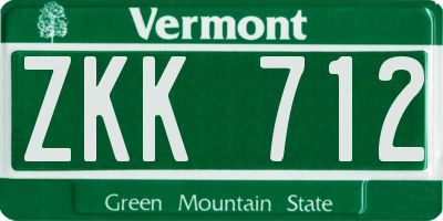 VT license plate ZKK712