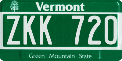 VT license plate ZKK720