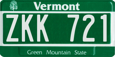 VT license plate ZKK721