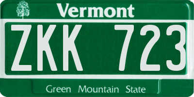 VT license plate ZKK723