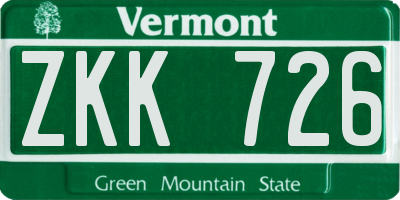 VT license plate ZKK726