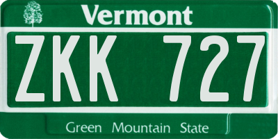VT license plate ZKK727