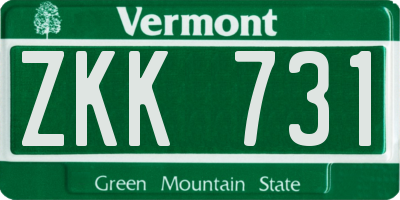 VT license plate ZKK731