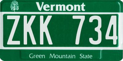 VT license plate ZKK734