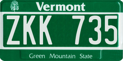 VT license plate ZKK735