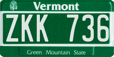 VT license plate ZKK736