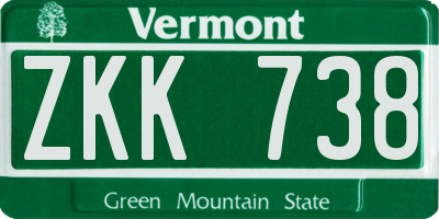VT license plate ZKK738