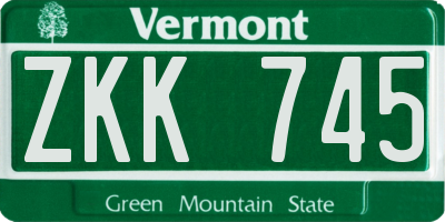 VT license plate ZKK745
