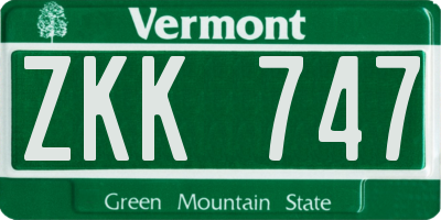 VT license plate ZKK747