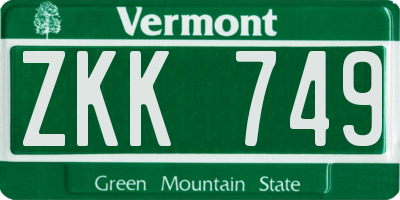 VT license plate ZKK749
