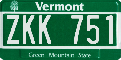 VT license plate ZKK751