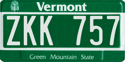VT license plate ZKK757