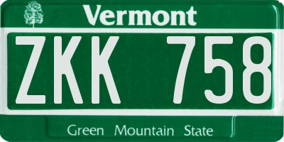 VT license plate ZKK758