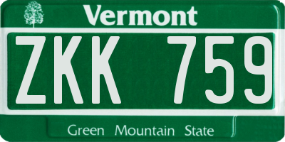VT license plate ZKK759