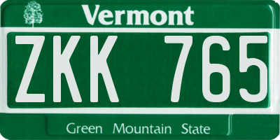 VT license plate ZKK765