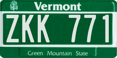 VT license plate ZKK771