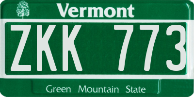 VT license plate ZKK773