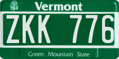 VT license plate ZKK776