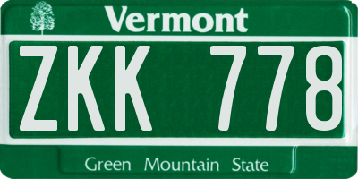 VT license plate ZKK778
