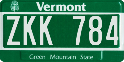 VT license plate ZKK784