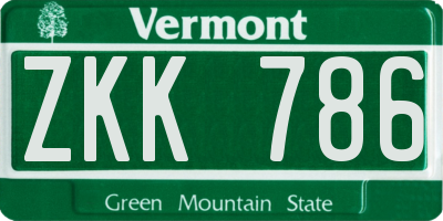 VT license plate ZKK786