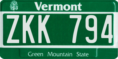 VT license plate ZKK794