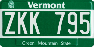 VT license plate ZKK795