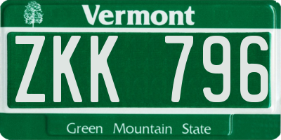 VT license plate ZKK796