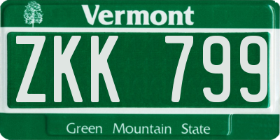 VT license plate ZKK799