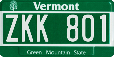 VT license plate ZKK801