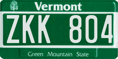 VT license plate ZKK804