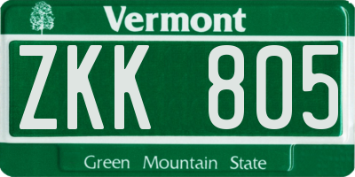 VT license plate ZKK805