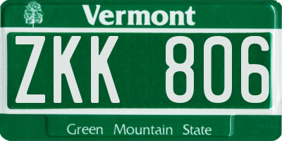 VT license plate ZKK806