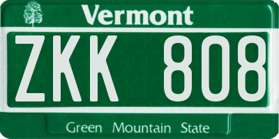 VT license plate ZKK808