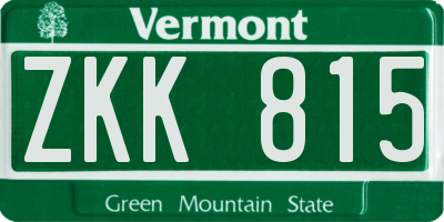 VT license plate ZKK815