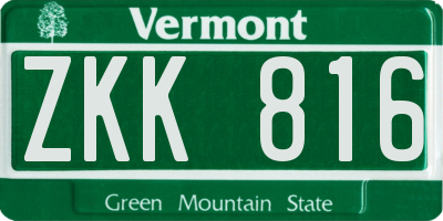 VT license plate ZKK816