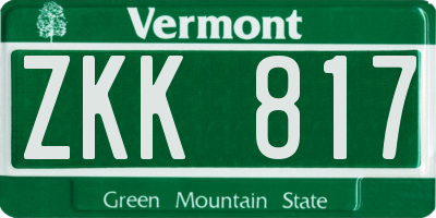 VT license plate ZKK817
