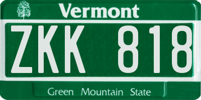 VT license plate ZKK818