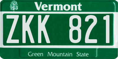 VT license plate ZKK821