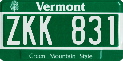 VT license plate ZKK831
