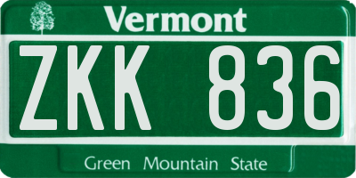 VT license plate ZKK836