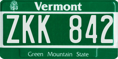 VT license plate ZKK842